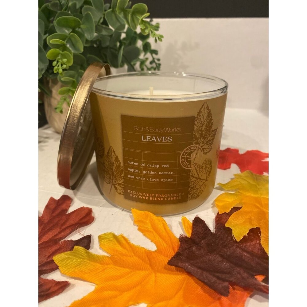 Bath & Body Works “Leaves” NEW 3 Wick Candle